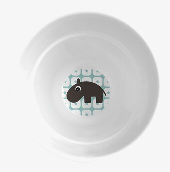 Bild av lekfull och färgglad mugg med flodhästmotiv