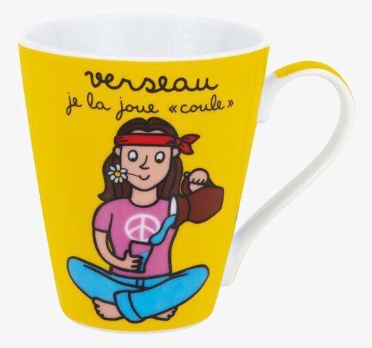 Bild av livfull och färgglad mugg med Vattuman-tema