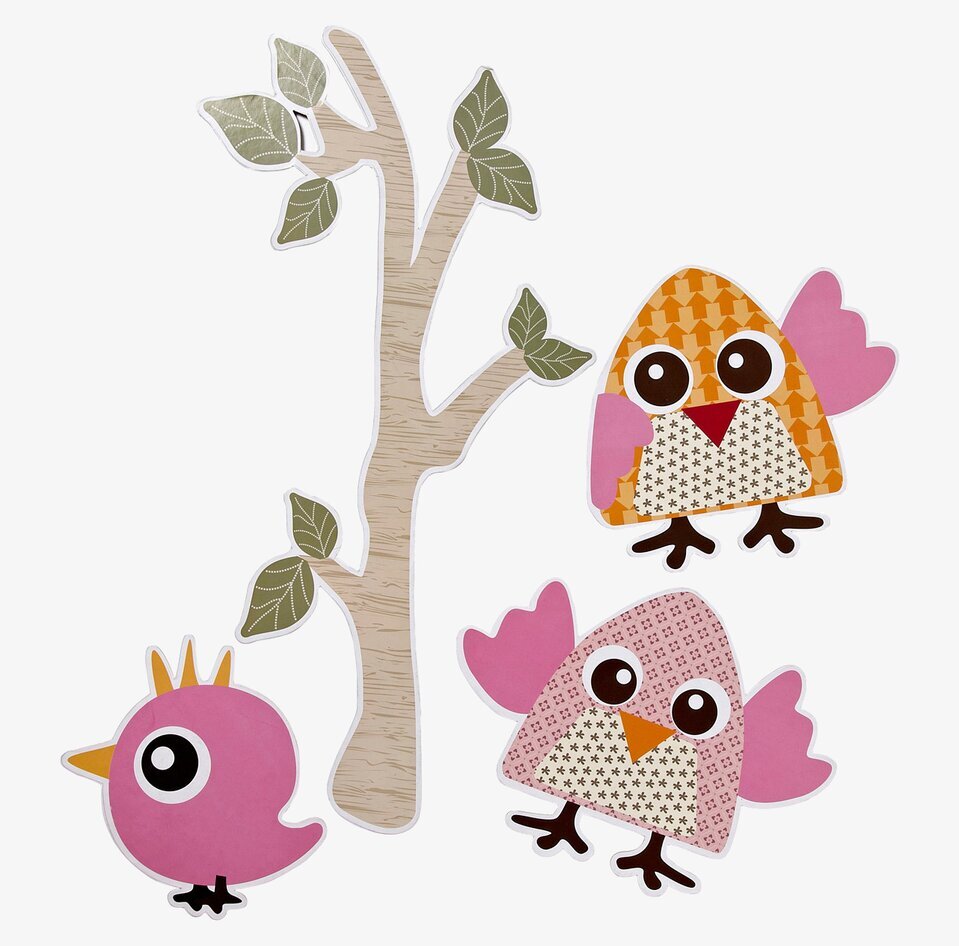 Bild av charmig och färgglad väggdekoration ugglor