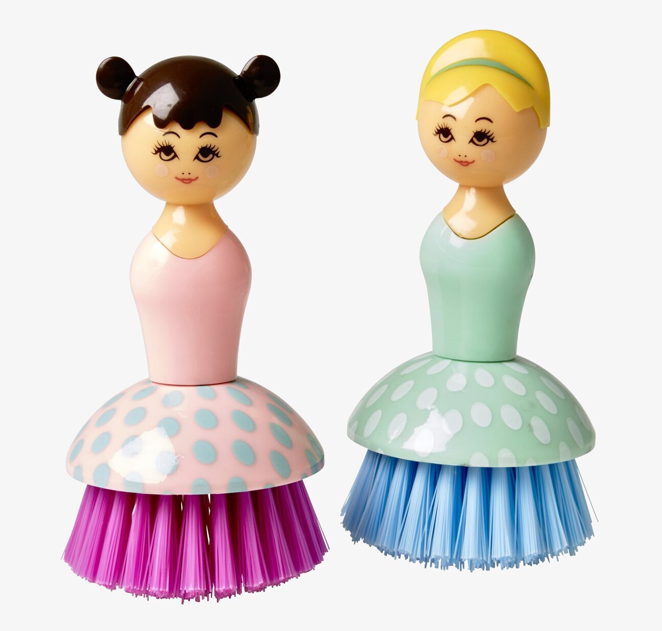 Bild av färgglada och lekfulla diskborstar i köket