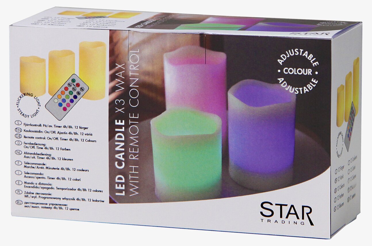 Bild av färgglada vaxljus med fjärrkontrollfunktioner