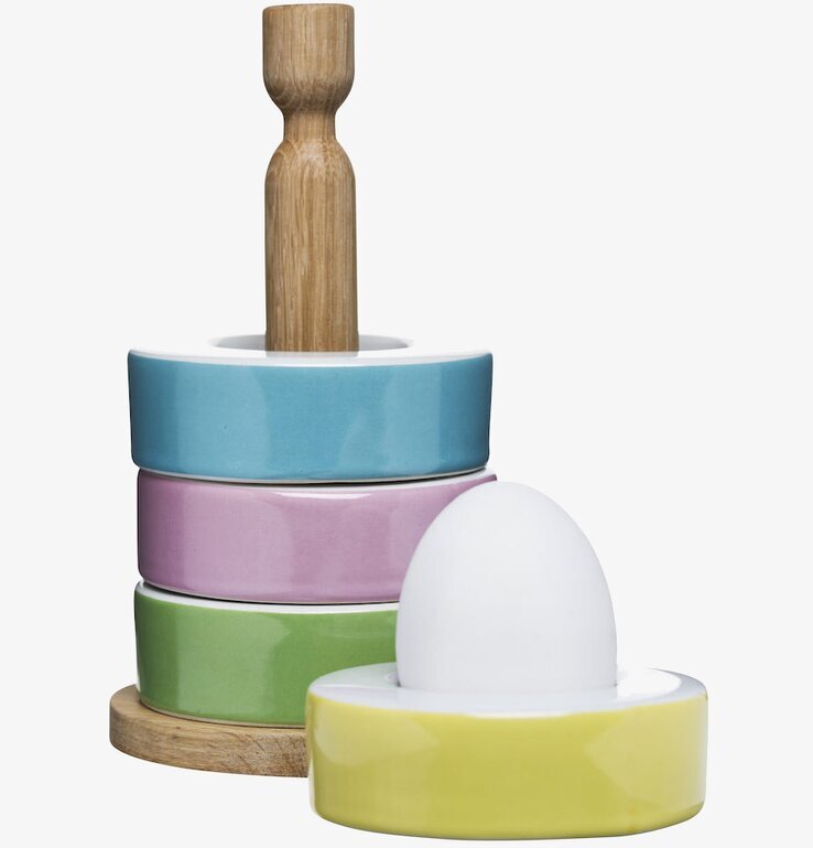 Äggkoppar 4-Pack från Sagaform i färgglad träställning