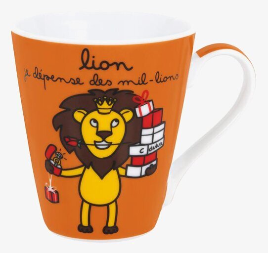 Mugg Lejon från Derriére la porte med färgstark design