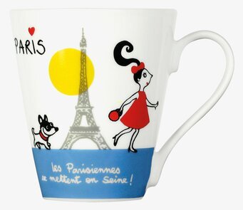 Bild av livfull mugg med parisiskt motiv och design