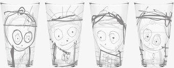 Bild av fyra konstnärliga dricksglas i unik design