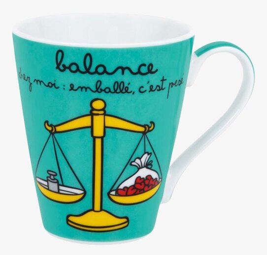 Mugg Våg från Derriére la porte med turkos och gul design