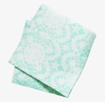 Bild av mintgröna disktrasor med spetsmönster