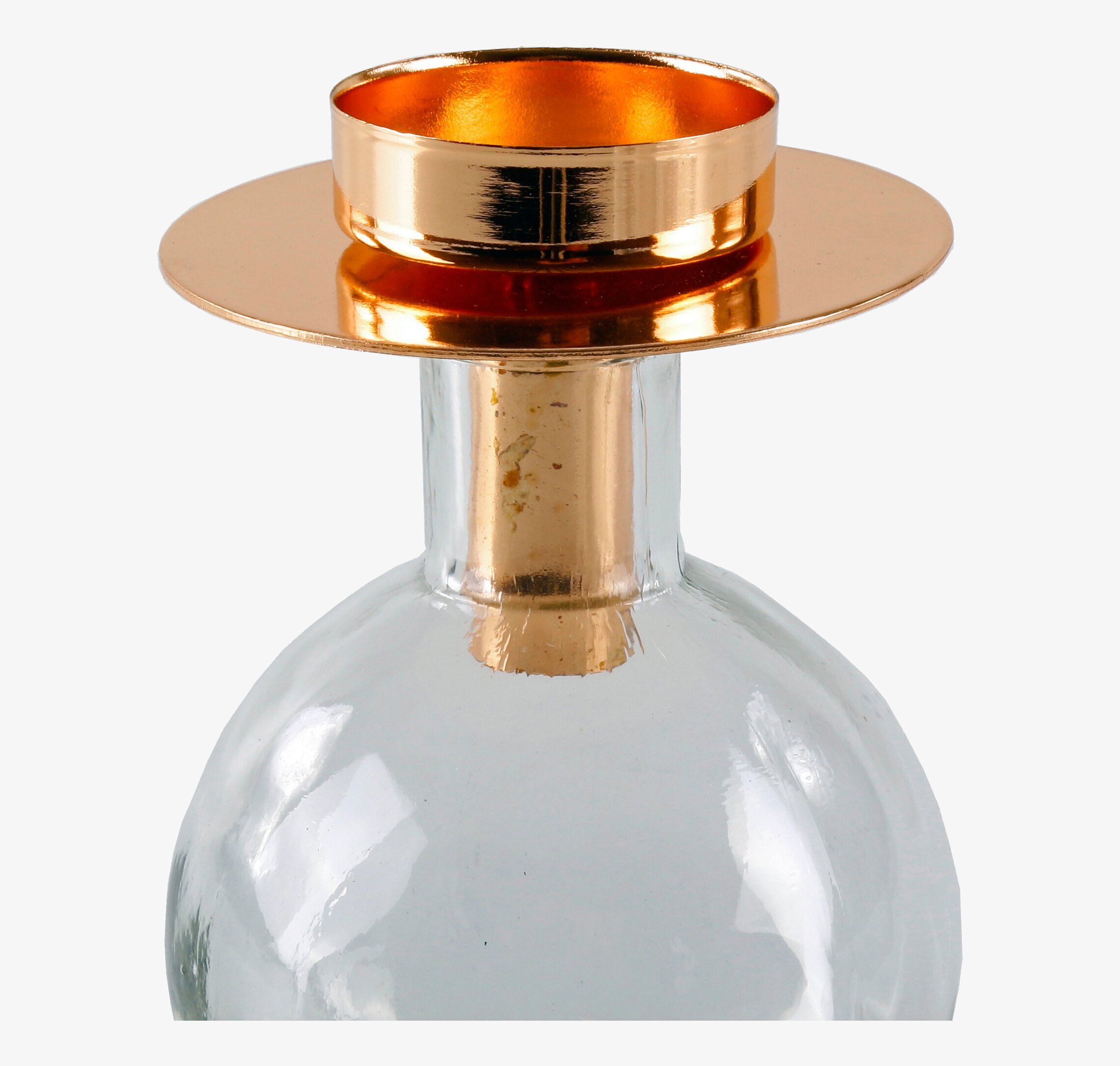 Bild av dekorativ värmeljusstake i glas och koppar