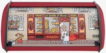 Bild av charmig brödbox med lekfullt bagerimotiv