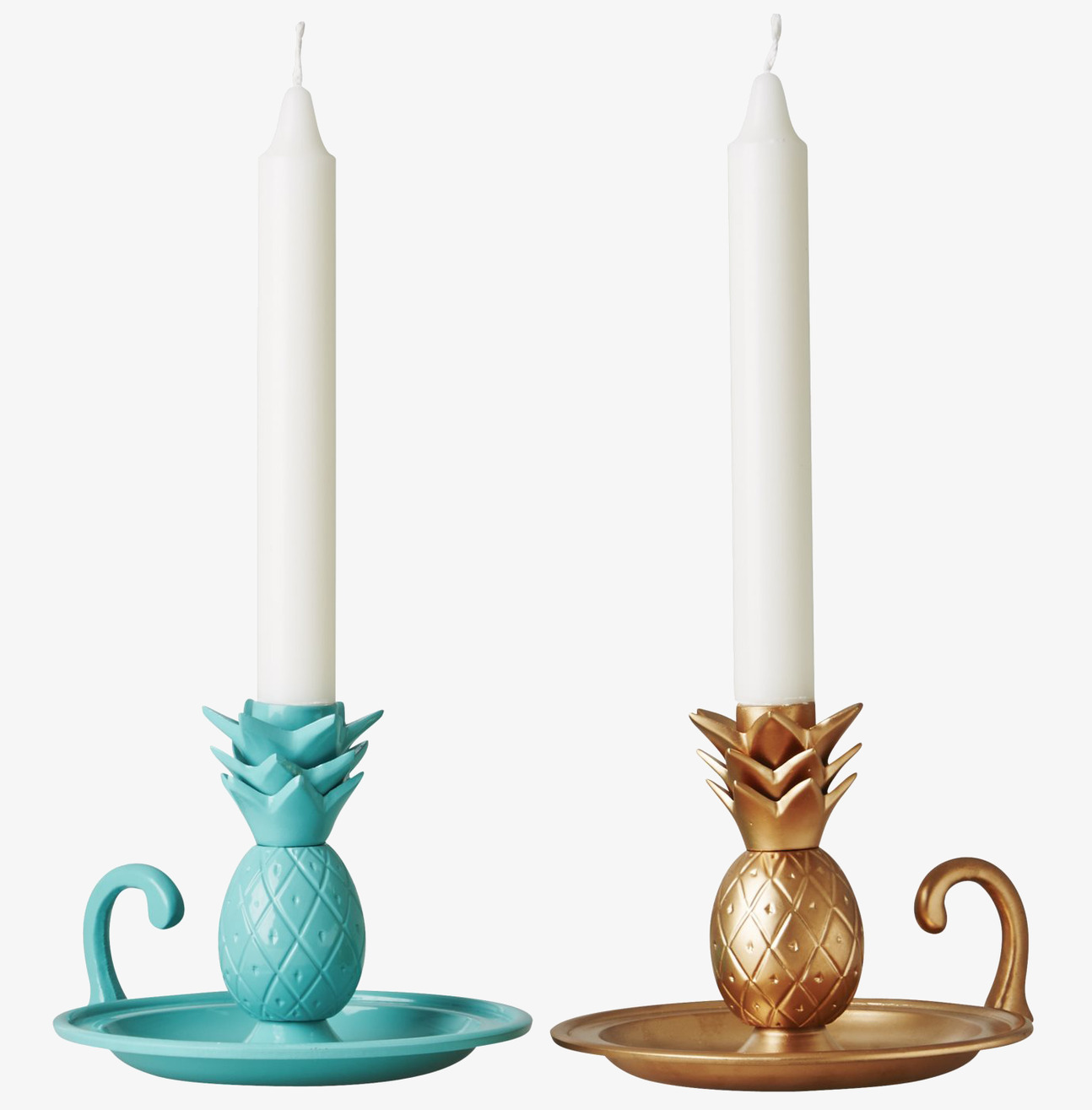 Ljusstake Pineapple Gold från Rice i guld och turkos