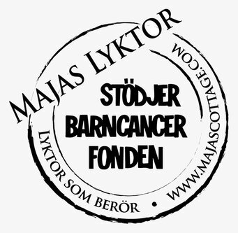Bild av cirkulär logotyp som stödjer Barncancerfonden