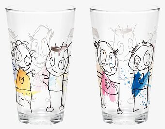 Bild av livfulla dricksglas med unika illustrationer