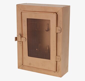 Bild av robust nyckelskåp i koppar med nät och lås