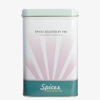 Foto av blå rektangulär förvaringsburk med solfjäderdesign