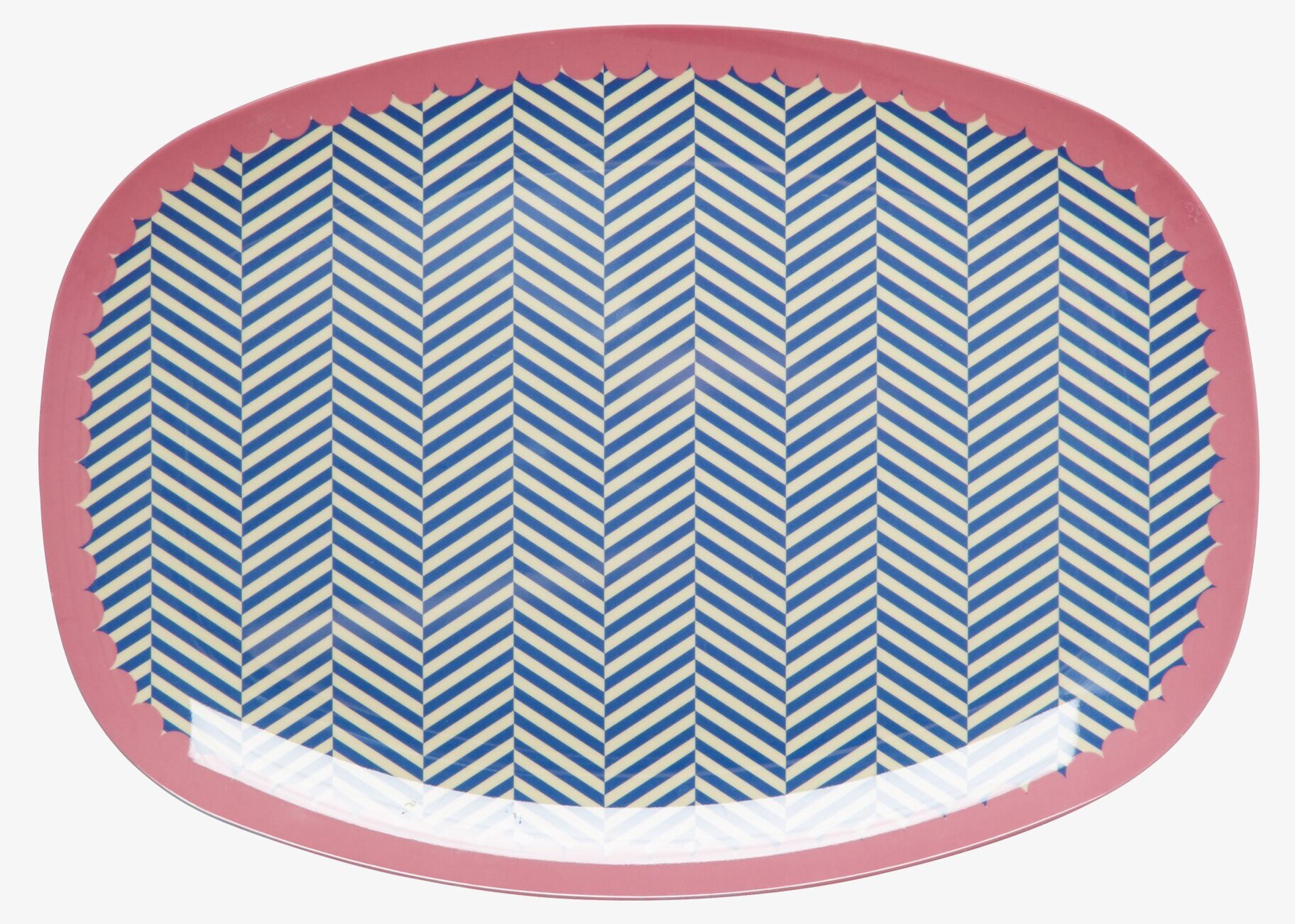 Tallrik Sailor Stripe Print från Rice med blåvita ränder