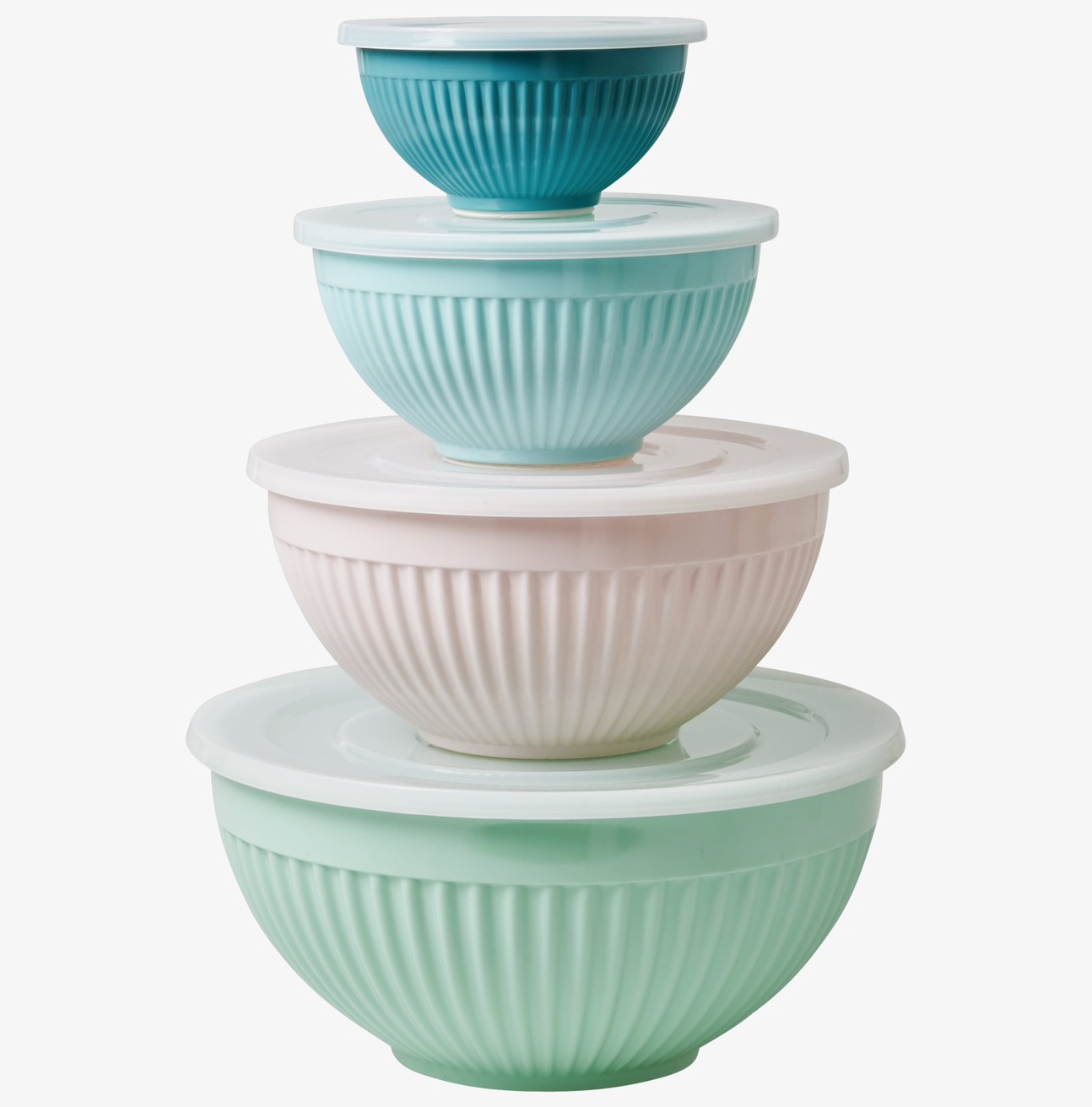 Bild av harmoniska melaminskålar i olika storlekar