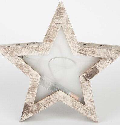 Bild av dekorativ LED-stjärna med rustik träkänsla