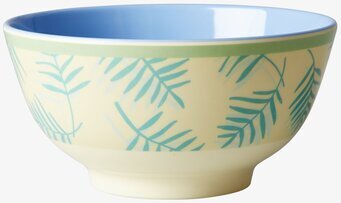 Bild av stilren och livfull skål med palmbladsmönster