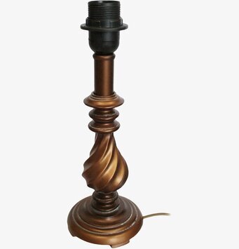 Foto av kopparfärgad lampfot med elegant spiraldesign