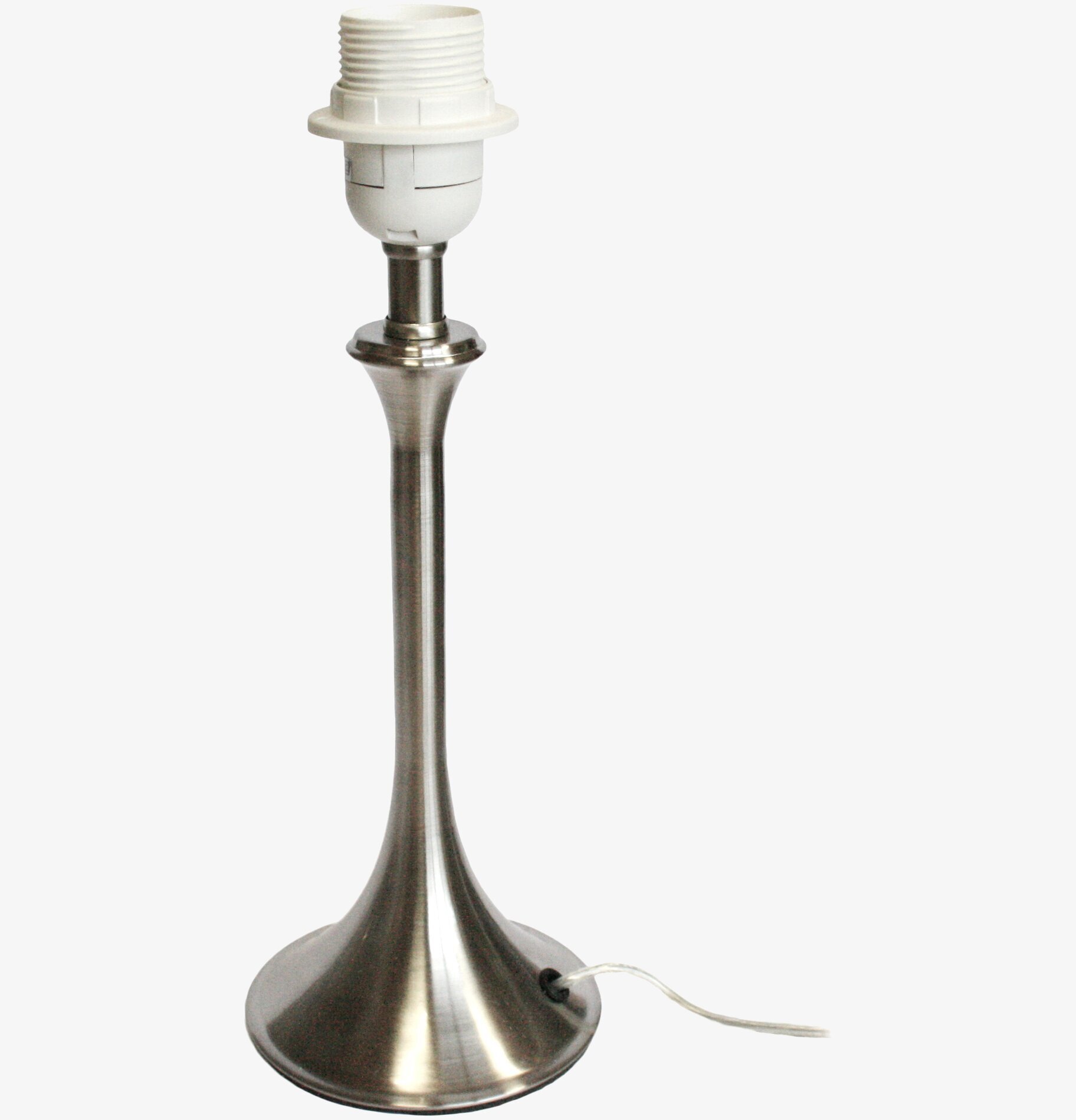 Bild av stilren lampfot i satinerad metall, 30 cm hög