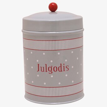 Foto av en stilren julgodisburk med klassisk design