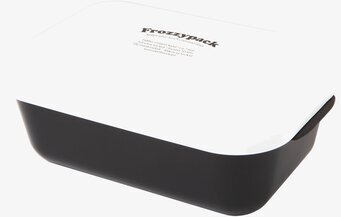 Bild av stilren och praktisk matlåda i svart och vitt