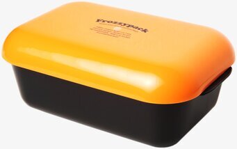 Bild på praktisk och stilren matlåda i orange och svart