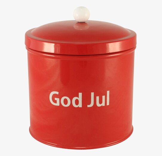 Bild av charmig och festlig plåtburk för julförvaring