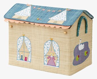 Bild av charmig leksakskorg med sagotema för barnrum