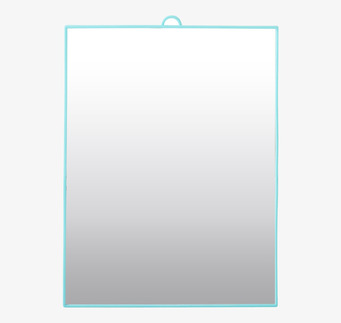 Bild av rektangulär spegel med mintgrön ram och krok