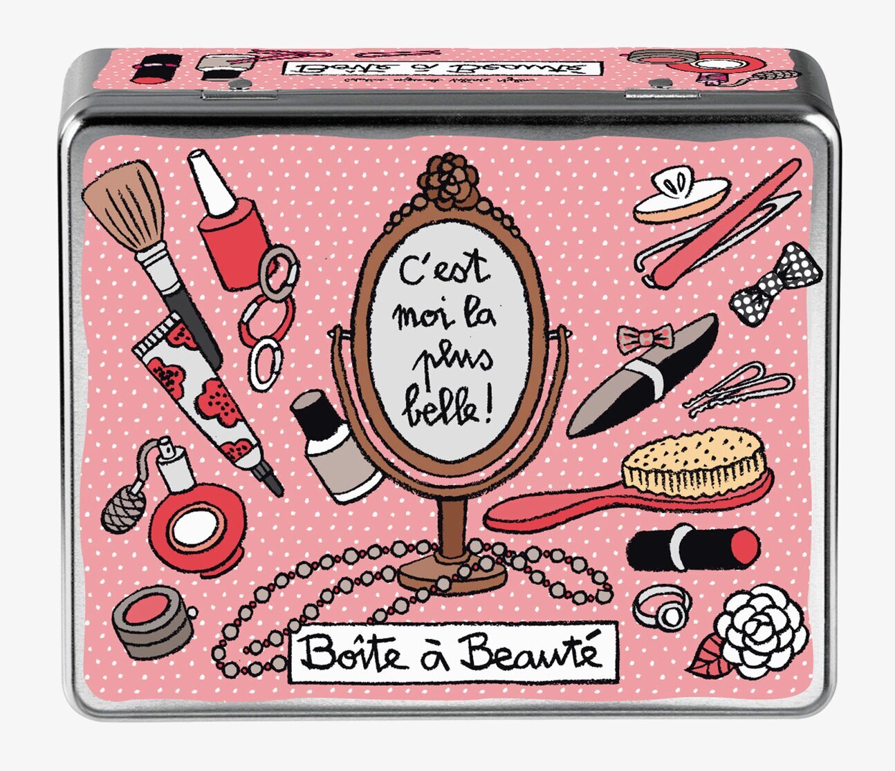 Plåtburk Make up Rosa från Derrière la porte med sminkmotiv