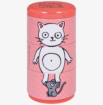 Bild av charmig plåtburk med katt och mus-design