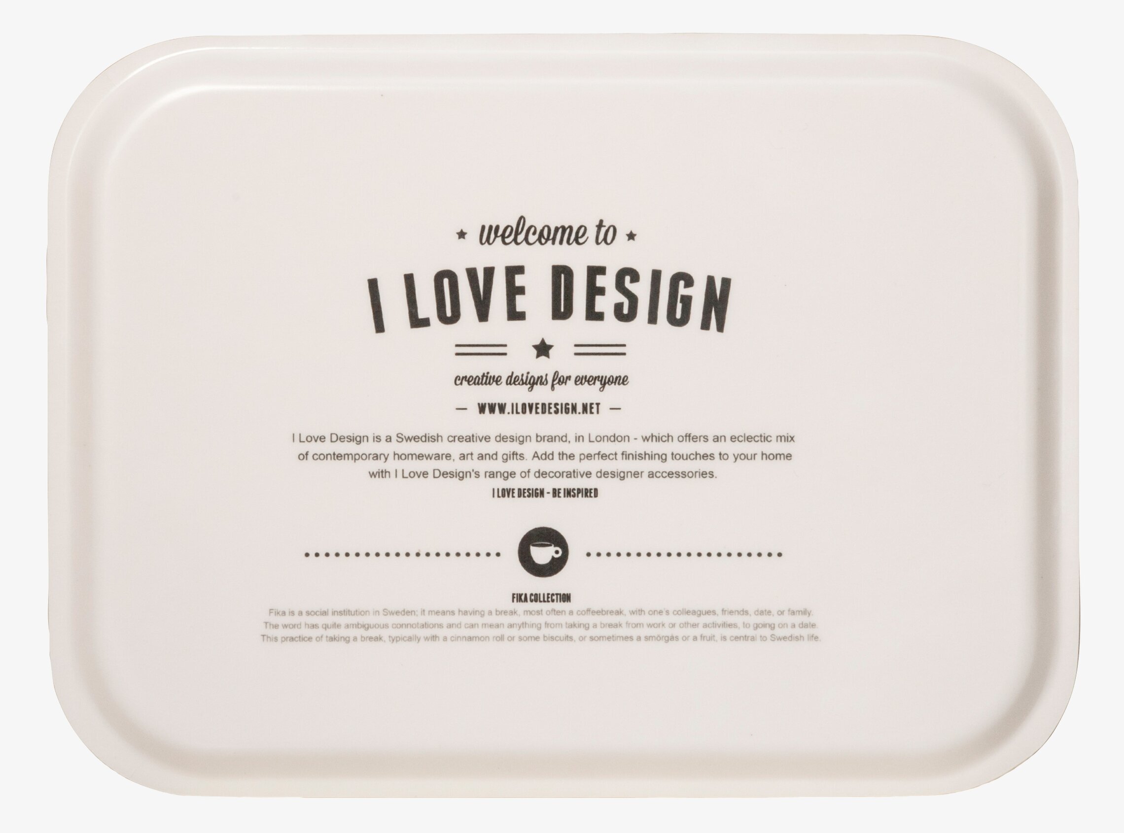 Bild av stilren och funktionell bricka med textdesign