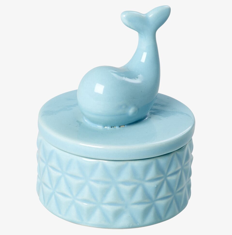 Smyckesskrin Porslin från Rice med ljusblå finish och valfigur