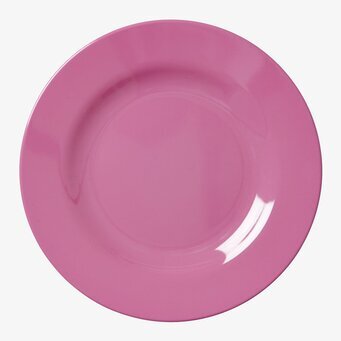 Bild av rosa tallrik med klassisk design och glansig yta
