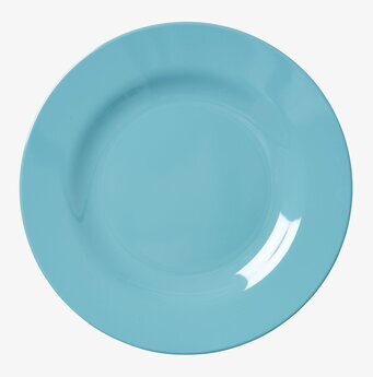 Bild av stilren ljusblå tallrik med glansig yta