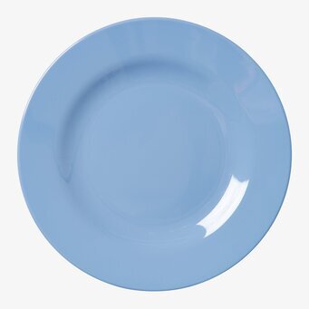 Bild av rund tallrik i ljusblå nyans med subtil glans