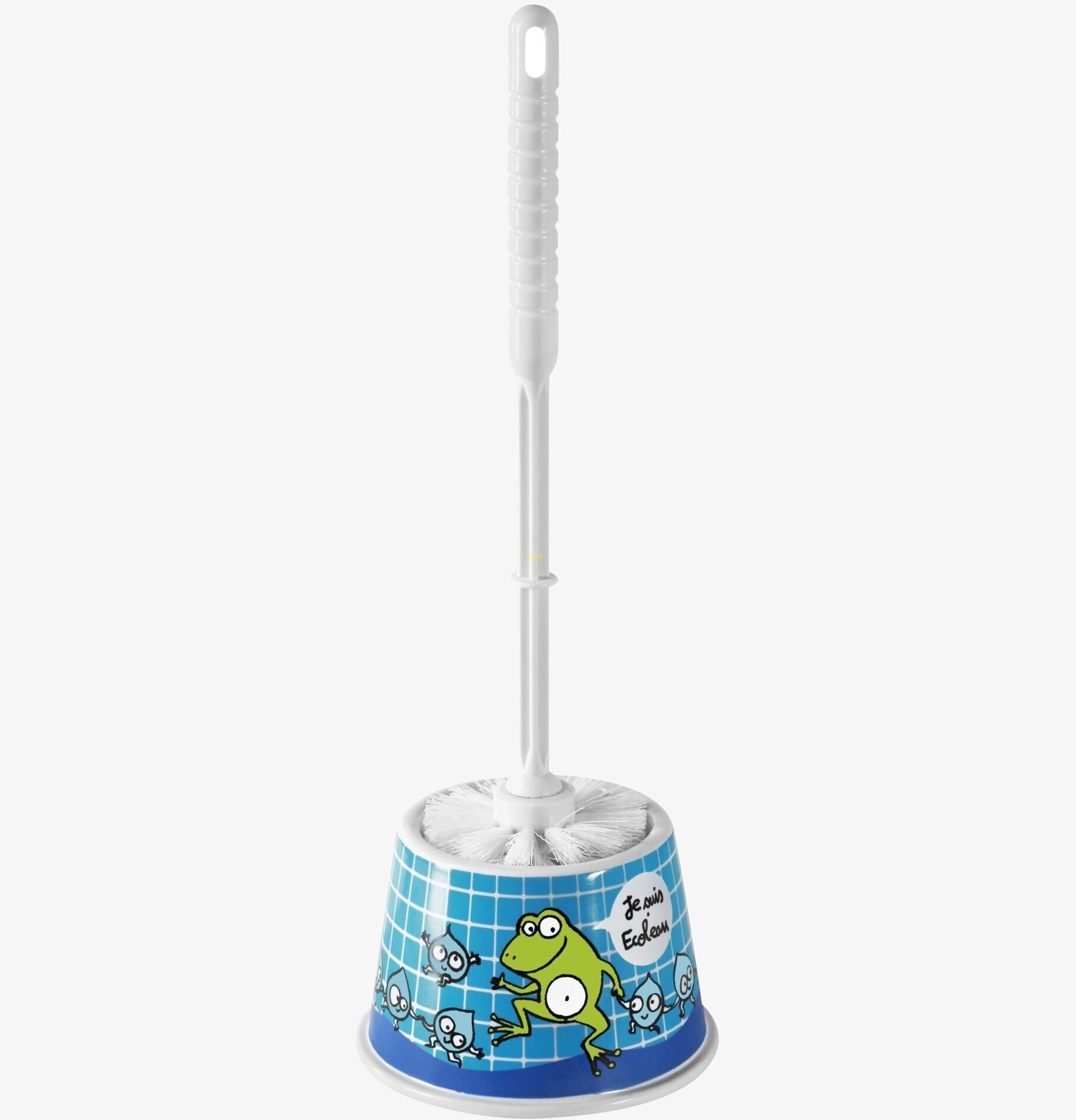Bild av stilren toalettborste med lekfull groddesign