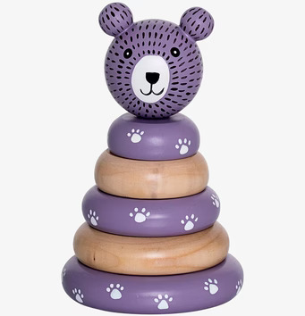 Foto av pedagogisk och färgglad stapelleksak i trä