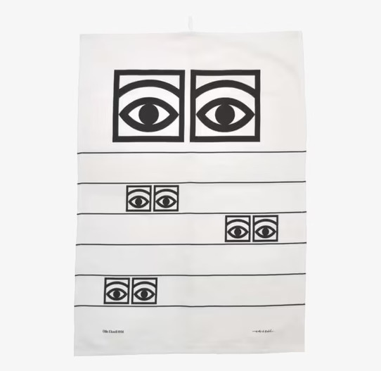 Kökshandduk Ögon Cacao Vit från Olle Eksell med ögonmönster
