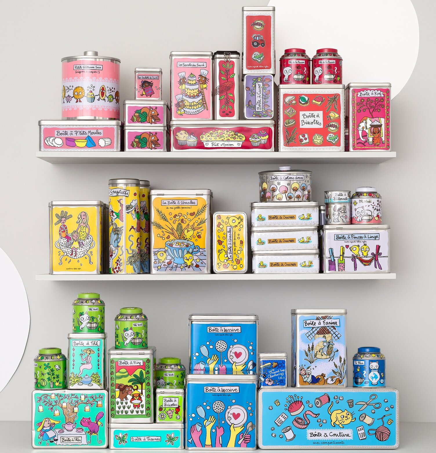 Plåtburk Te katt grön från Derriére la porte med kattmotiv