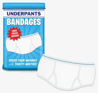 Bild av lekfullt plåsterpaket med humoristisk design