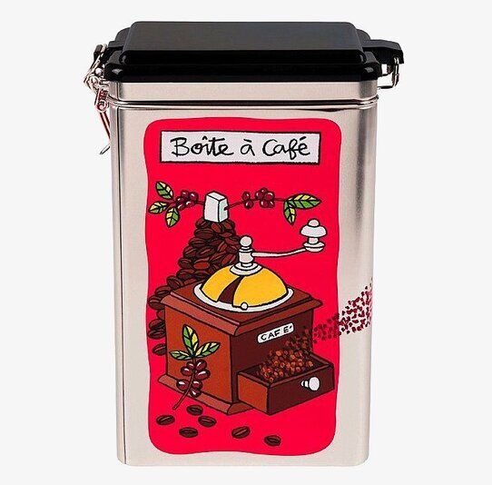 Plåtburk Kaffebönor ceriseröd från Derriére la porte