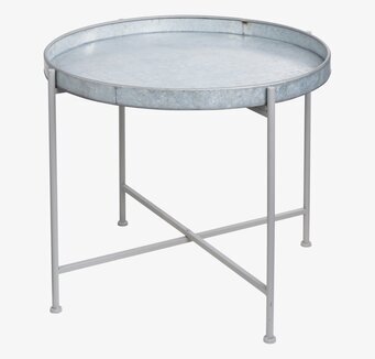 Foto av stilrent brickbord med rund form och grå ton