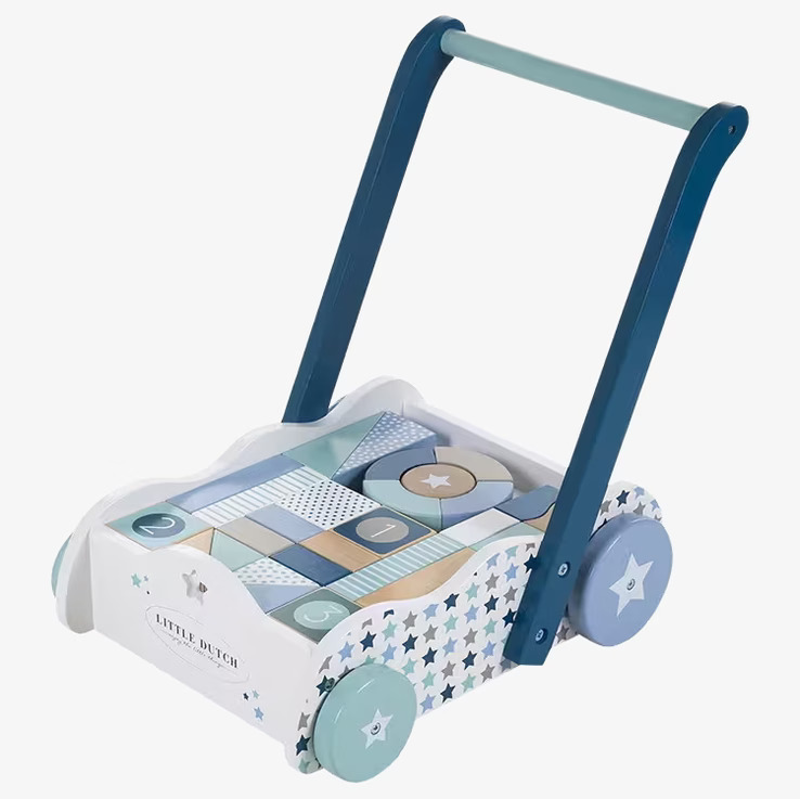 Lära-Gå-Vagn Mixed Stars från Little Dutch med klossar