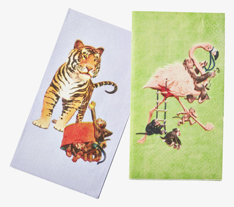 Bild av lekfulla djurmotiv på dekorativa servetter