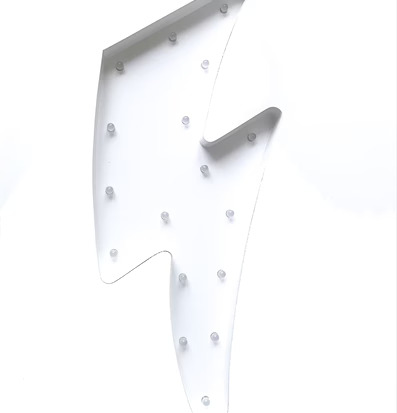 Bild av vit LED-lampa med blixtform och modern stil