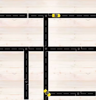 Bild av kreativ lekplats med vägar och leksaksbilar