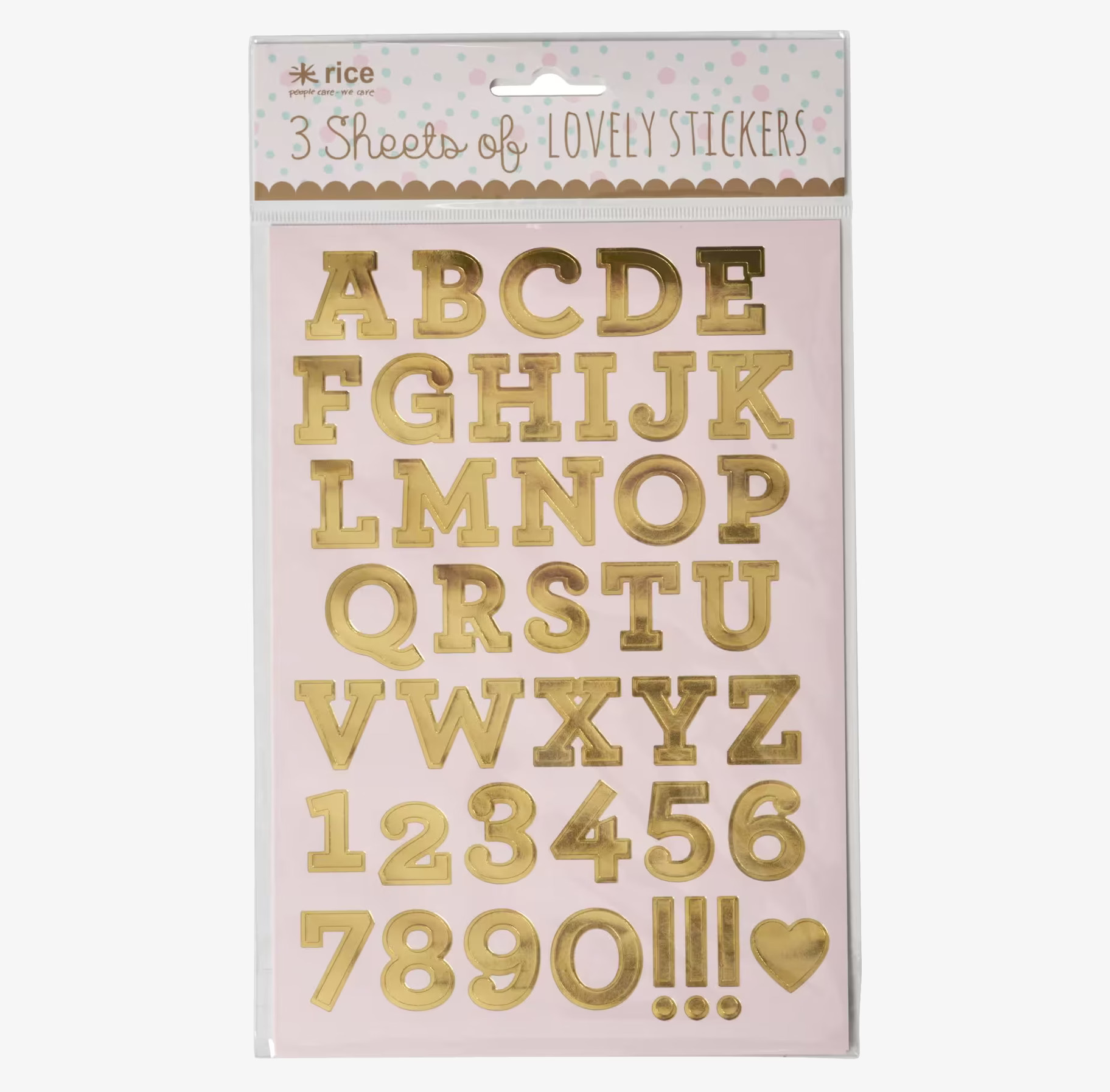 Bild av guldklistermärken: bokstäver, siffror, symboler