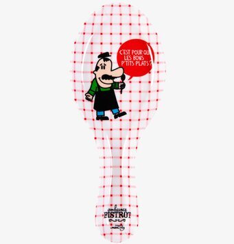 Bild av skedhållare med rutigt mönster och tecknad figur